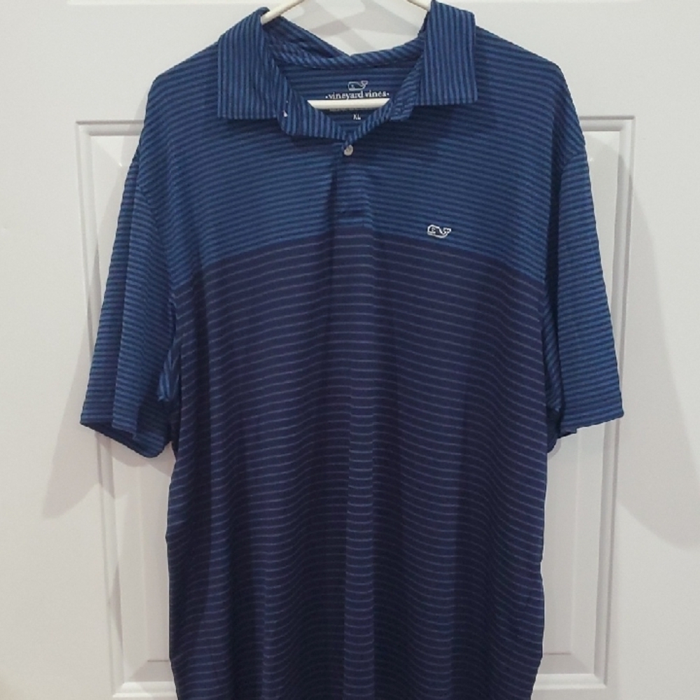 Vineyard Vines Performance Men's Navy Striped Polo